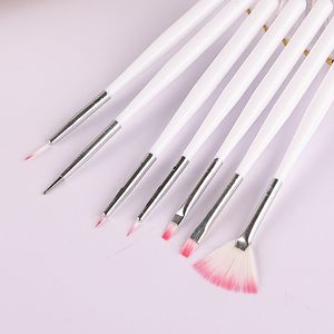 Japon tarzı 7 özel şekilli tırnak sanat alet kalem seti beyaz çubuk tırnak sanatı fan şeklindeki kalem renk boyama fırçası çiçek açan kalem toptan