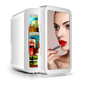 Устройства мини -холодильник 8L Косметический холодильник со светодиодным световым зеркалом Портативный