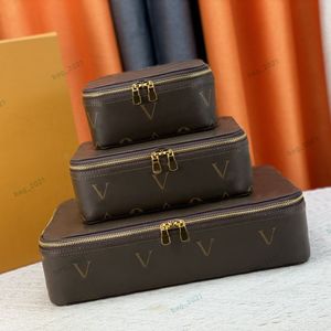 Дизайнерская косметическая сумка коричневая цветочная макияж кожаные ювелирные изделия для туалетных принадлежностей дизайнеры для хранения для хранения