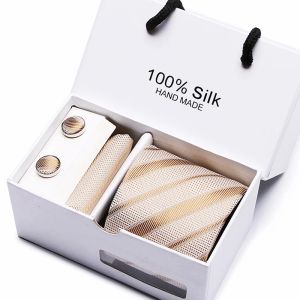 Klipler Joy Alice 8cm Yeni Highquality Erkekler Bağlar Gravatas Dos Homens Tie Set bağları Erkekler Çizgili Kazılar Hediye Kutusu Paketleme