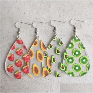 Серьги для люстры весенние летние фрукты Stberries kiwifruit papaya avocado print acryl -derplop капля для женщин Тренди j dhqh2
