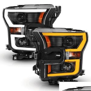 Автомобильный свет в сборе переключателя светодиодный стержень -17 черные фары проектора пара для Ford F150 F -150 Автомобили автомобилей Drop Deliver