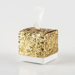 Hediye sargısı 50pcs yaratıcı moda altın gümüş parıltı soğan kurdele kutusu şeker partisi bebek duş doğum günü düğün dekor beyaz