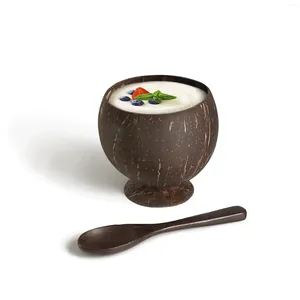 أوعية جوز الهند قذيفة كوب وعاء طبيعية متعددة الأغراض سلطة الفاكهة الحليب شاي مصنوعة يدويا تخزين المطبخ