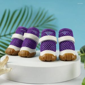 Köpek giyim 2pcs açık yaz ayakkabıları örgü nefes alabilen botlar dekorasyon için içi boş