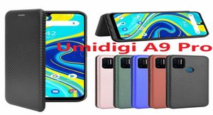 Корпуса углеродного волокна для Umidigi A11 Pro Max S5 A7 A9 Pro A7S A3S A3X F2 Power 3 Case Magnetic Book Stand Flip Card Protective Walle1545769
