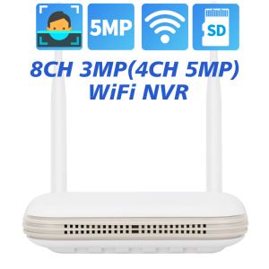 Kaydedici WiFi NVR 8CH 3MP (4CH 5MP) ICSEE Video Kaydedici TF Kart Yuvası Yüz Algılama P2P H.265+ Kablosuz Güvenlik Sistemi için Sıkıştırma