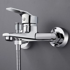 Çinko Alaşım Havzası Muslukları Krom Duvara Monte Soğuk Su Çift Spout Mikser Banyo Splitter Banyo Duş 240325