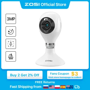 Камеры Zosi 2K Indoor Wi -Fi Home Security Camera с 2 -й Audio Cloud SD Storage 3MP HD Smart Baby Monitor Pet Dog Camera
