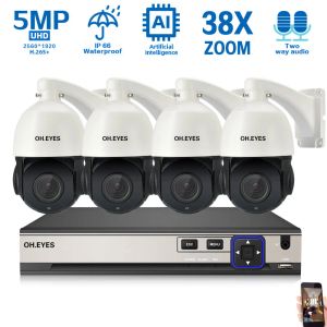 System 8ch H.265 4K PTZ POE NVR Kit 5MP CCTV -Kamera System 38x Zoom Auto Tracking IP Speed Dome Camera Security Surveillance System Set