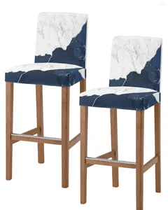 Stuhlabdeckungen White Marmor Silber Platted Navy Blue Bar Stuhl Cafe Büro -Slipper abnehmbarer Sitzabdeckung für die Kneipe