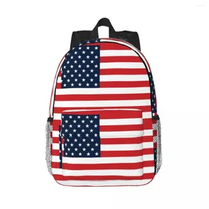 Backpack American Flag Stick Mackpacks Teenager Bookbag Moda Sacos de Escola School Rucksack Bag de ombro de grande capacidade