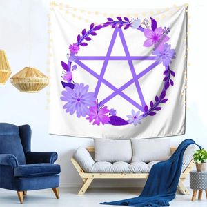 Arazzi Purple Floral Pentacle Design Cheek Cheek Witch Decor Auberstry Office Indoor Office Gift Pholestere Bright Color Bright