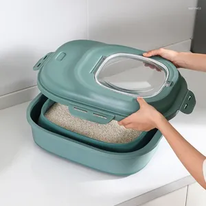 Recipiente de comida de vestuário para cães para pássaro gato outros animais de estimação com colher de tampa e rodas balde de armazenamento dobrável