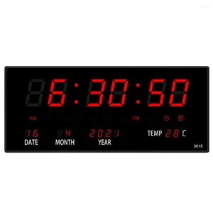 Duvar Saatleri Led Sürekli Takvim Elektronik Saat Dijital Alarm Saatlik Chiming Sıcaklık Masası Ev Ofisi Kırmızı