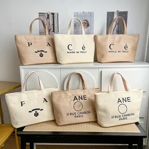 Дизайнерские соломенные сумки для женщин с плетеным сумкой многофункциональная сумочка Италия Париж сделал 37 см. Большой размер сумки на молнии телефона Ноут