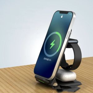 Chargers Ongoo 3 в 1 Qi Беспроводное зарядное устройство подставка для iPhone 13 12 11 для Apple Watch Past Charging Doce Station для AirPods Pro Iwatch 7 6