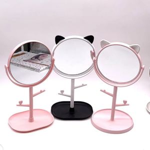 Макияж зеркальный столешница столешница для ванной комнаты для ванной комнаты простые розовые кошачьи уши