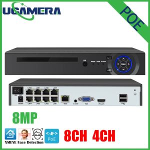 Registratore USAFEQLO H.265+ 8MP 4/8CH POE NVR Sicurezza IP Videocamera Sistema CCTV Sistema P2P ONVIF 4K/5MP Video Registratore di rete