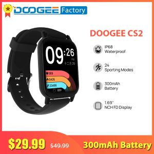 Watches Smart Watch Doogee CS2 IP68 Su Geçirmez 300mAh 1.69 inç Akıllı Çarşamba Fitness Tracker IOS Android Cep Telefonları 24 Spor Modları