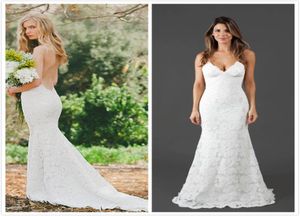 Кэти Мэй свадебные платья 2016 Кружевые свадебные платья для спагетти ремни открывают сексуальное русалочное свадебное платье.