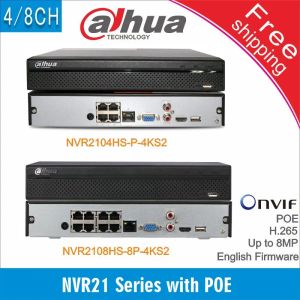 Регистратор Бесплатная доставка Dahua NVR2104HSP4KS2 NVR2108HS8P4KS2 4CH 8CH POE NVR 4K Регистратор Поддержка HDD 4/8CH POE CCTV Безопасность системы CCTV