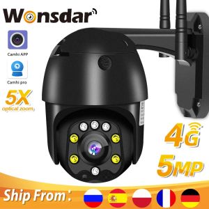 Intercom Sim Card 4G PTZ Dome Kamera 1080P 5MP HD 5X Optik Zoom Açık Kablosuz WiFi CCTV Güvenlik Kamerası İki Yolcu Ses P2P Camhi Pro