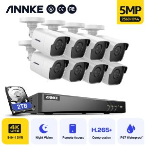 System Annke 5MP Ultra HD 8Ch DVR -Überwachungskamera -System mit 4pcs Full Color Night Vision Home Outdoor Innen -CCTV -Überwachung Kit