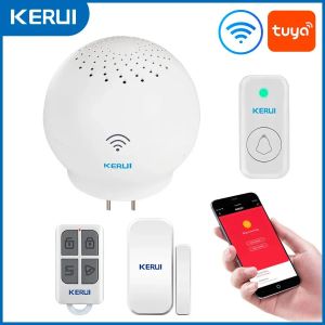 Комплекты Kerui Tuya Wi -Fi Система сигнализации Smart Doorled 52 Кольцевые тоны Дверь колокол Smart Life Control 100 метров беспроводной диапазон Home Alarsm