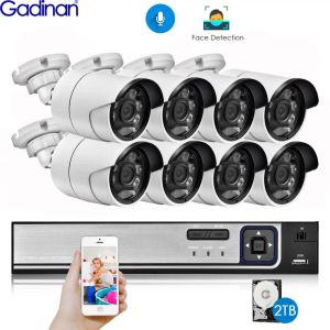 System H.265+8Ch 5MP POE NVR Outdoor -Überwachungskamera NVR Kit Gesichtserkennung CCTV -System Audio AI 5MP IP -Kamera Videoüberwachung Set