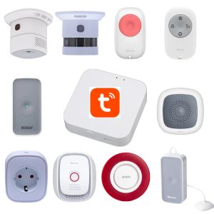 Kitler Tuya Zigbee Akıllı Ağ Geçidi WiFi Hub Kontrolü Akıllı Telefon Uygulaması ve Zigbee Sensörü Duman CO Gaz Dedektörü Kapı Sensörü Sireni