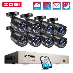 Handschuhe Zosi 8Ch CCTV -System H.265+ 5MP Lite Hdtvi DVR Kit 8 1080p 2 MP Home Security Outdoor Nachtsicht Kamera Videoüberwachung Kit Kit