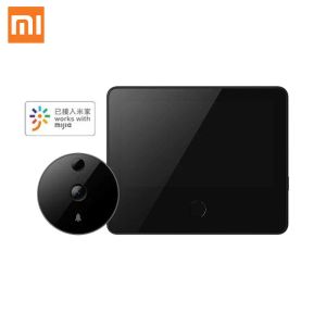 Doorbell Xiaomi Mijia Akıllı Kamera Kapı Torbası Kedi Göz Kızılötesi Gece Görme Yüz Detektörü AI İnsan Algılama LCD Ekran MI Uygulaması ile Çalışır