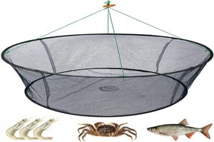 Gevşek kıvrımlar otomatik katlanır balıkçılık net karides kafesi naylon katlanabilir yengeç balık tuzağı döküm ağ aksesuarları256r9194833