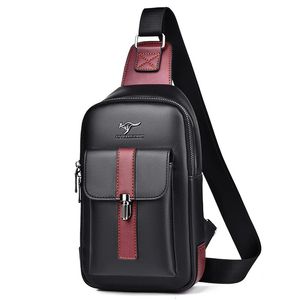 Kanguru lüks marka adam göğüs çantası deri çapraz kanatlı çanta erkekler seyahat sling çanta siyah kahverengi haberci omuz çantası erkek 240403