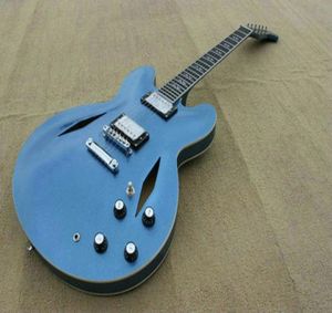 Özel Mağaza Dave Grohl DG 335 Metalik Mavi Yarı İçi İçi Beden Caz Jazz Elektrikli Gitar Çift Elmas Delikler Bölünmüş Elmas Kakma Grover 7365016