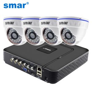 Sistem CCTV 4CH Hibrid DVR Video Gözetim Sistemi 720p 1080p AHD Kamera Kiti Gün Gecesi AHD Dome Kamera Kiti VGA HDMI Çıkış Plastik