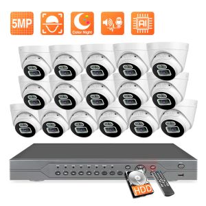Sistem Techage 16CH 5MP Dome Kamera Sistemi POE NVR Kiti H.265 Video Gözetim Seti Kapalı Vandalı CCTV Tam Renk Gece Görüşü