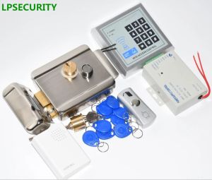 Комплекты Lpsecurity RFID Doage System System с блокировкой клавиатуры RFID+Power+Electric Gate Lock+кнопка выхода двери+15 тегов ключей