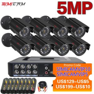 Sistem 5MP Güvenlik Kamera Sistemi 18m Kablolu Kablo Gözetim Sistemi İç Mekan Açık IP66 Su Geçirmez Ev CCTV Kameralar 5in1dvr Kiti