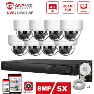 System Hikvision OEM 8CH 4K NVR ANPVIZ 8MP IP PTZ 5X Zoom Camera POE IP Outdoor System System System Audio CCTV камера P2P Просмотр H.265