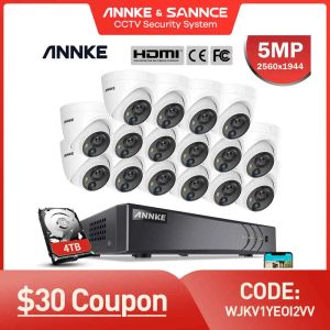 Sistem Annke 16CH 5MP Lite Güvenlik Kamera Sistemi H.265+ DVR Gözetim 16pcs 5MP PIR Açık Kameralar IP67 Hava Durumu Geçirmez Güvenlik Kiti