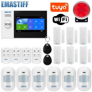 Kitler 4.3 inç TFT ekran Tuya Wifi GSM Ev Hırsız Güvenlik Alarm Sistemi Tel Hareket Dedektörü Uygulama Kontrolü Yangın Dedektörü Alarmı