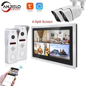 Intercom DVR Video Kapısı Telefon İntercom Sistemi Kapı Zili 1080p 4 Villa 4Split Ekran için Kanal Hareket Algılama