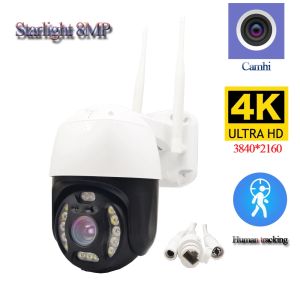 Материал H.265 Starlight 4K Outdoor Wireless Mini Ptz Speed Dome Camera 8MP UHD Wi -Fi Video Security IMX415 Сенсорная кастрюля и наклон