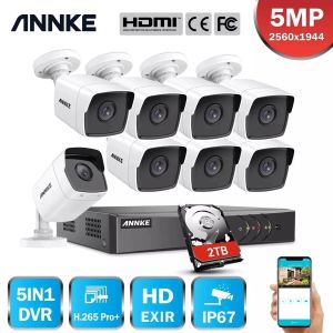 System Annk H.265+ 5MP Lite Ultra HD 8CH DVR CCTV -Sicherheitssystem Outdoor 5MP EXIR Night Vision Camera Videoüberwachung Kit