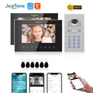 Intercom Jeatone Wi -Fi Tuya Smart Video Door Dope Chepe Video Intercom Клавиатура Code/RFID CARD/APP Обнаружение движения для 2 единиц квартиры