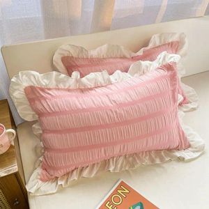Pillow Case Cotton Cover weiß grau rosa Doppelrauchen Prinzessin Style 2pc Kissenbezüge Schlafzimmer Verwenden Sie 48 cm 74 cm