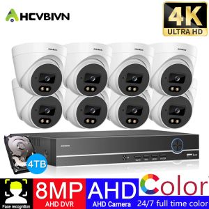Sistema H.265 CCTV 4CH Sistema de vigilância com monitor Visão noturna colorida ao ar livre 8CH DVR Home Security Camera System 4K 8 canais DVR