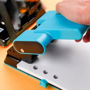 Etiketler Ağır 2Hole Punch Paper Cutter Looseleaf Punch 70mm 80mm Ayarlanabilir Delik Pitch 70sheets Kapasite DIY Ofis Bağlama Kırtasiye